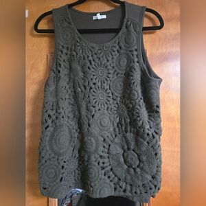 Maurices Dark Green Crochet Tank Top